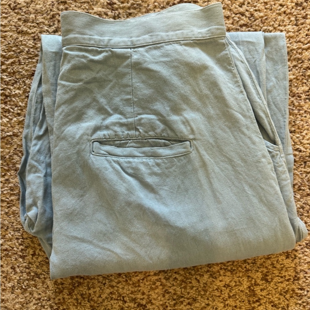 Rudy Jude Pale Blue Pleated Flax Trousers - Picture 3 of 4